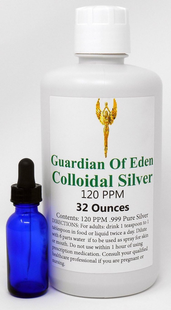 Lab Tested Certified 120ppm Argent Colloïdal Pur concentré par GOE (1 Quart) avec bouteille goutte libre. Rapport de laboratoire documenté.
