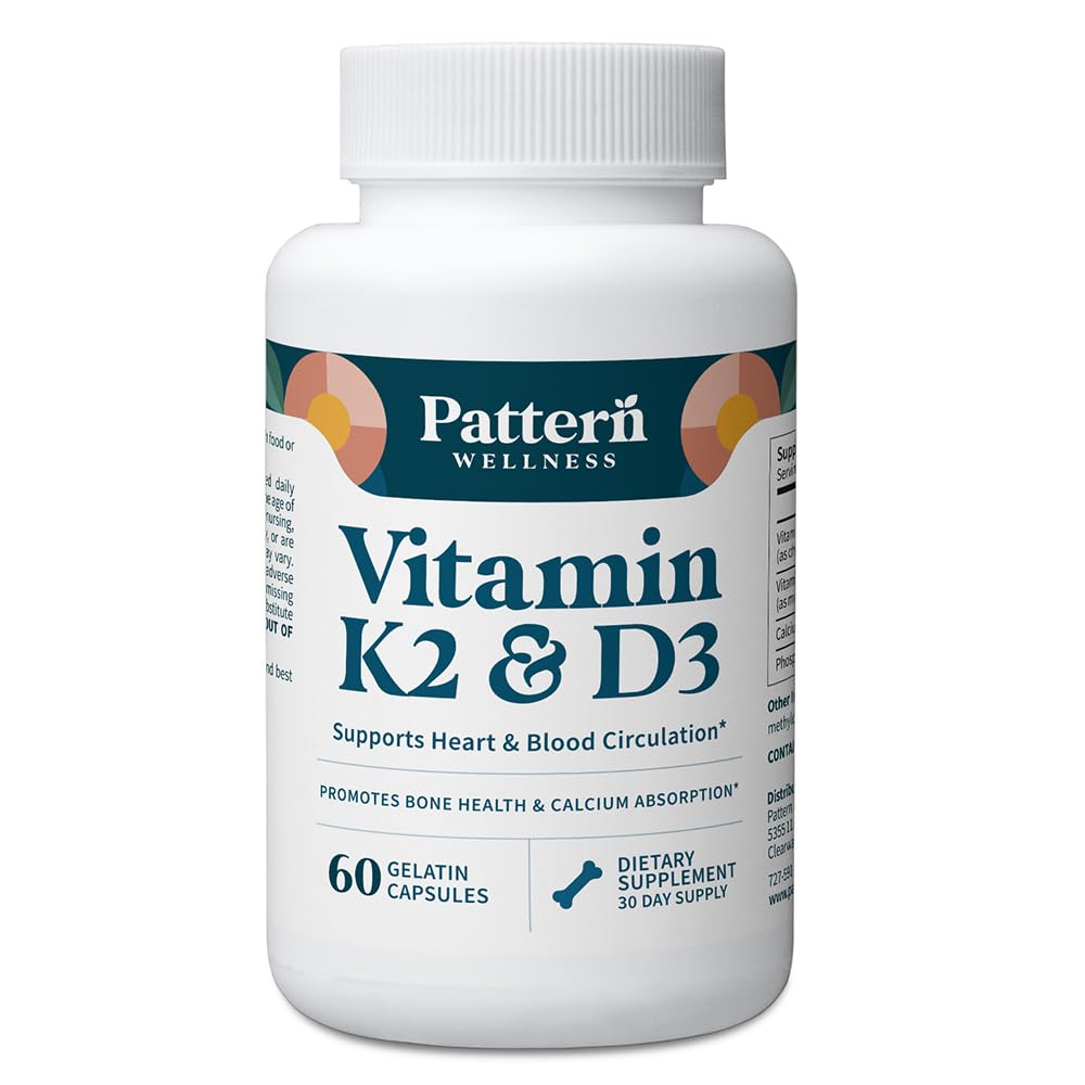Modèle Wellness Supplément vitamine K2 & D3 avec Calcium – Bone Health, Circulatory Wellness & Immune Support - Non-OGM - 60 Capsules