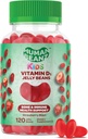 Vitamine D3 Gommies de haricots pour enfants, 25mcg/1000 UI Vitamine D, Suppléments végétariens nutritionnels, 120 gelées de fraise