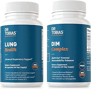 La Dre Tobias Lung Health & DIM Complex soutient la formule de nettoyage et de désintoxication pulmonaire, complexe de désintoxication et d'équilibre estrogène, pour les hommes et les femmes, non-OGM