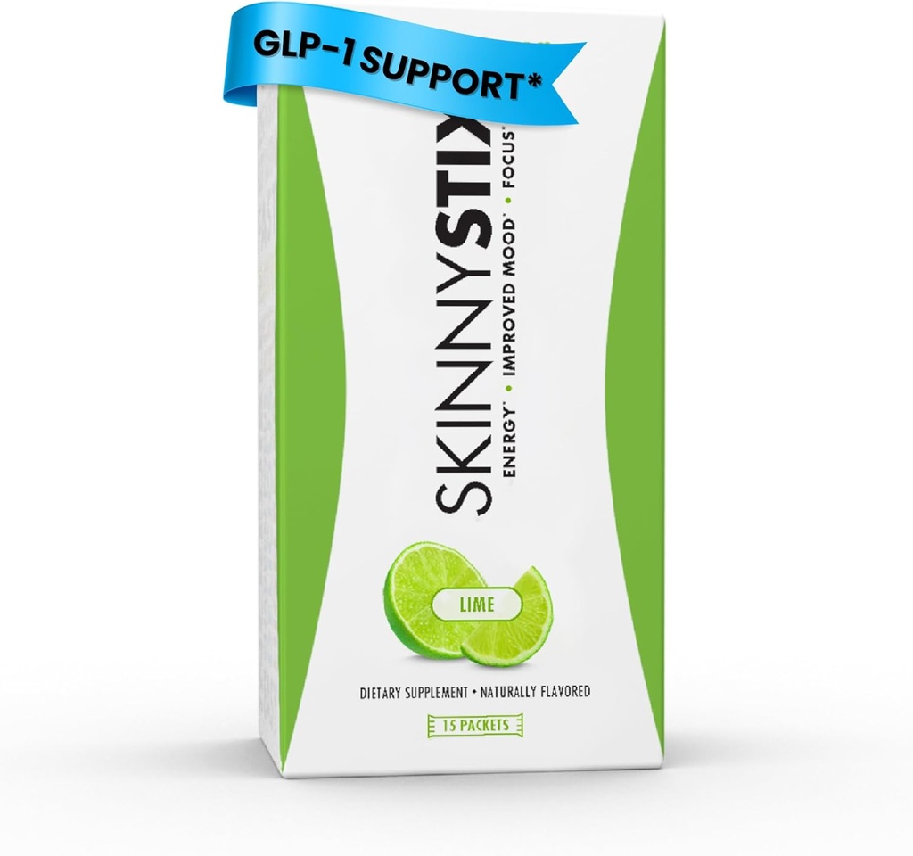 SkinnyStix Lime GLP-1 Support Powder Energy Drink, support métabolique, contrôle de l'appétit, booster l'énergie naturelle