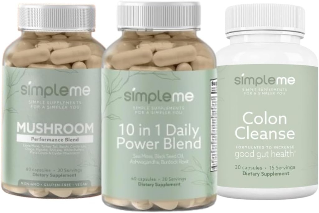 SIMPLEME Sea Moss Capsules 10 en 1 Power Blend and Colon Cleanse Detox and Multi-Mushroom Supplement Bundle pour améliorer la santé immunitaire
