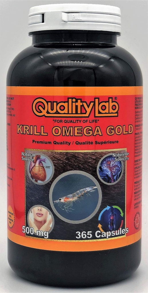 Krill Oil Omega Gold 500 mg 365 Capsules (Made in Canada)