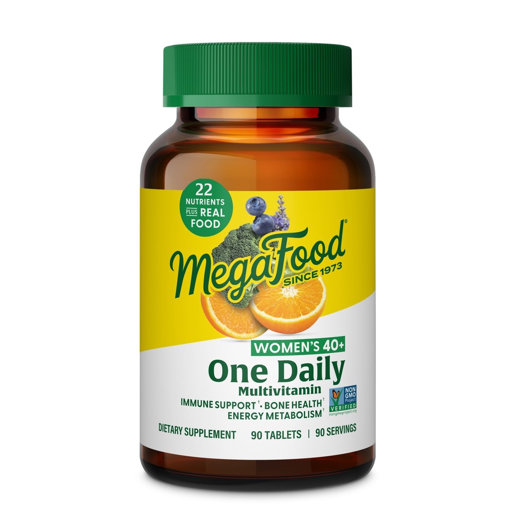 MegaFood Femmes 40+ Une multivitamine quotidienne pour les femmes - avec la vitamine B12, B6, C, D, Zinc & Fer – Plus de la nourriture réelle - Soutien immunitaire - Santé osseuse - Non-OGM - Végétarien - 90 onglets
