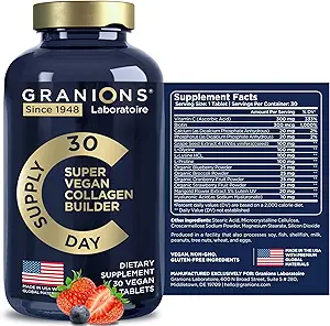 Vegan Collagen Supplements for Women and Men - Plant Based Collagen Boost Tablets - Beauty Booster Vegan Biotin, Hyaluronic Acid, Amino Acids, Organic Collagen Peptides - 30 Collagen Vegan Pills