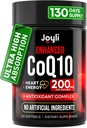 CoQ10 200MG - CoQ10, 200mg Softgels pour la production de santé cardiaque et d'énergie - Supplément CoQ10 amélioré avec des antioxydants et de l'huile de lin - CoQ10 200 mg par portion