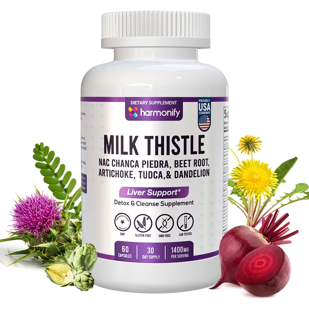 Thistle de lait Berberine curcuma avec Chanca Piedra, Detox & Cleanse & Repair Supplément, NAC, Beet Root, Artichaut, Dandelion Root, TUDCA Choline et Ginger, 30 jours d'approvisionnement