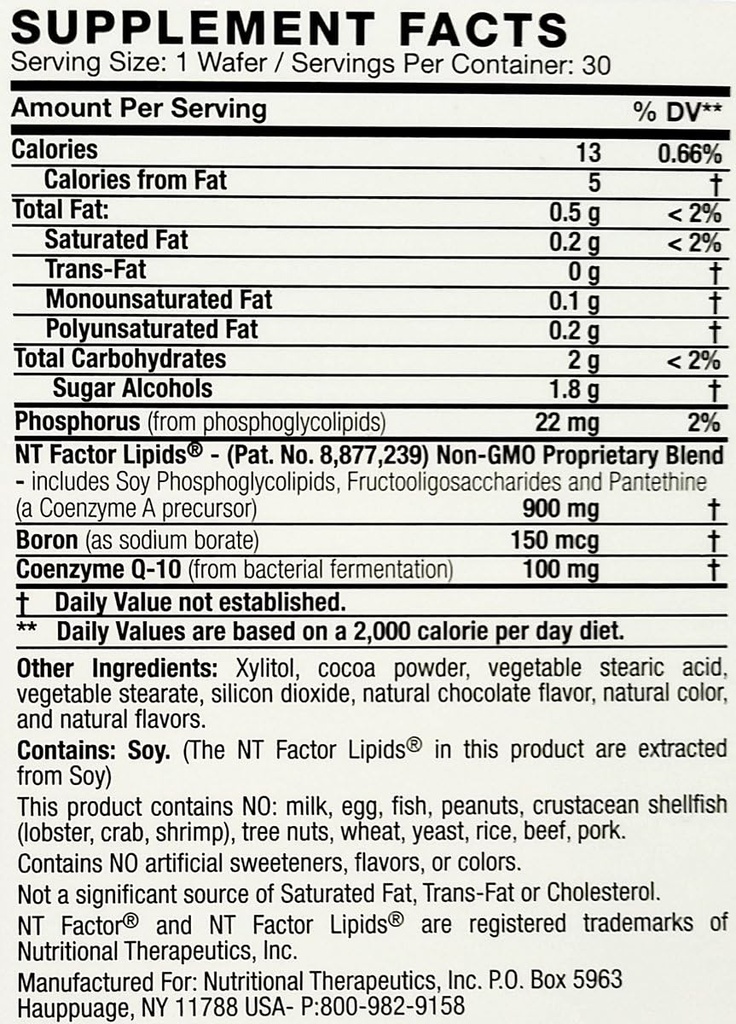 Thérapeutique nutritionnelle - NT Facteur avec CoQ10 100 MG 30 Chocolat à croquer