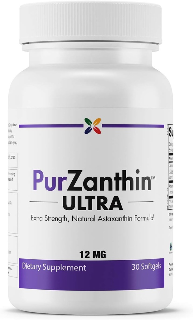 Stop Aging Now PurZanthin Ultra Natural Astaxanthin 12 MG Softgels (1 Pack)