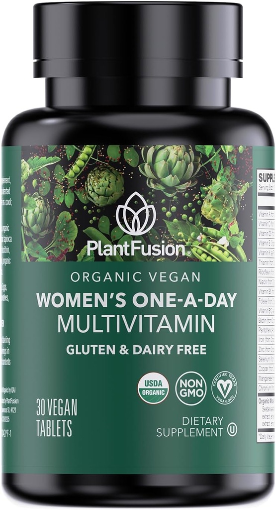 PlantFusion Multivitamine biologique pour les femmes - Un mélange alimentaire complet quotidien Multivitamine pour les femmes - Vegan, non OGM, sans gluten et sans lait - 30 comprimés (1 mois d'approvisionnement)