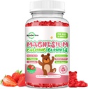 Gommies de magnésium pour les enfants - Supplément Glycinat de magnésium avec L-Theanine, vitamine B6, D3 pour les enfants et les adultes dorment, calme, détente, cerveau, os, fraise sans sucre 60ct