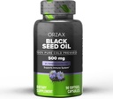 ORZAX Huile de graines noires Cold Pressed 100% Pure - Riche en Omega 3 6 9 & Thymoquinone.