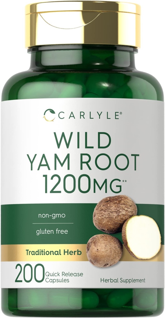 Carlyle Wild Yam Racines Capsules de 200 Count, sans OGM, sans gluten Extrait d'herbe traditionnel