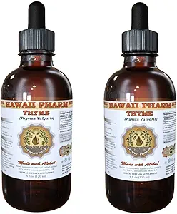 Extrait de thym liquide, Thym biologique (Thymus Vulgaris) Teinture, supplément à base de plantes, Hawaii Pharm, Fabriqué aux États-Unis, 2x4 fl.oz