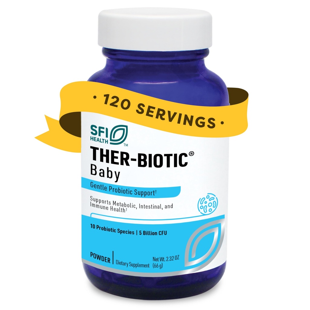 Klaire Labs SFI Health Ther-Biotic Baby - Probiotique pour les enfants, les nourrissons et les bébés - Microbiome & Bowel Support - Poudre probiotique, Ajouter à la formule pour bébé, lait maternel ou aliments solides (120 portions)