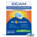 Zicam Symptômes du rhume et de la grippe avec Echinacea et Sambucus, homéopathique, Zinc, Cooling Pepppermint Flavor, aide avec les symptômes du rhume, 20 comprimés