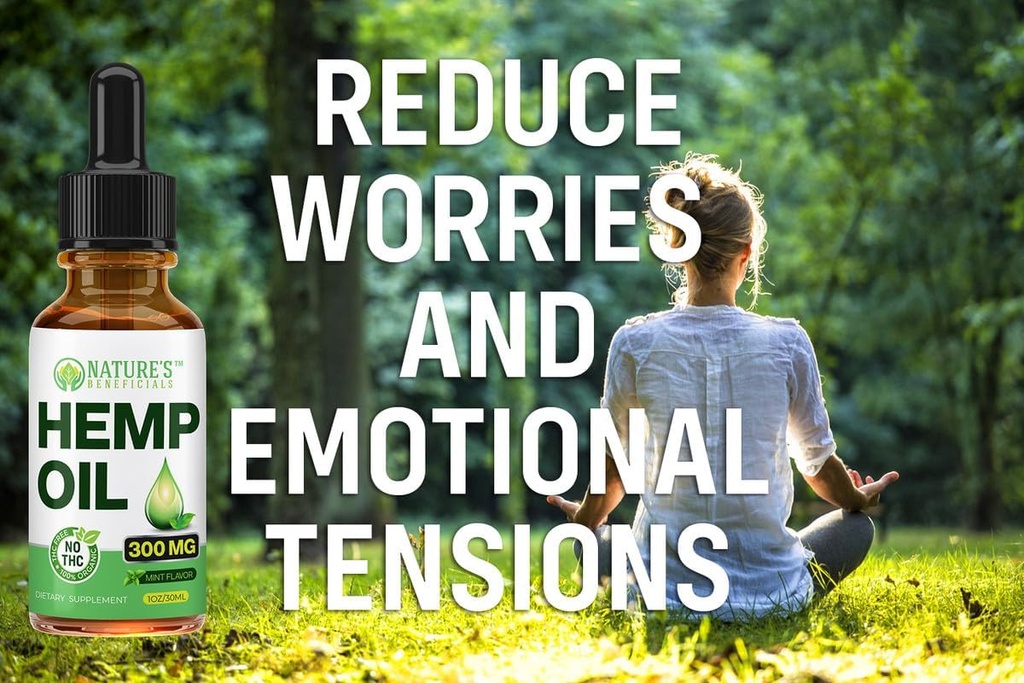 BÉNÉFICIAUX DE NATURE Extrait d'huile de chanvre biologique, 1000mg - Acides gras oméga 3 6 9, CO2 extrait non-OGM ultra-pur