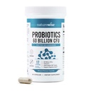 NatureWise Probiotics 60 milliards CFU - 17 souches + prébiotiques organiques - Soutien à la santé immunitaire, digestive et gustative pour les femmes et les hommes - Végétarien, sans gluten, non OGM - 60 capsules[2-Mois]