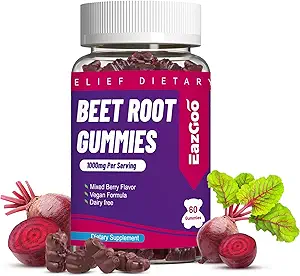 Gommies de racines de betteraves, Noix molles de racines de betteraves avec de la betterave, extrait de graines de raisin et poudre de racines de betteraves, végétalien, non-OGM, compte 60