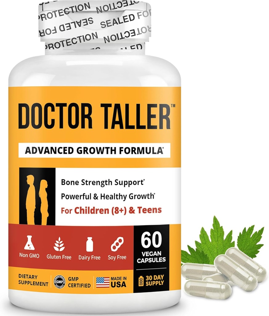 NuBest Doctor Taller - Bone Strength Supports, Améliorer le système immunitaire - Keto avec Calcium, Vitamine D3, Vitamine K2, Amino Acids & Herbs pour les enfants (8+) - 60 Capsules Vegan
