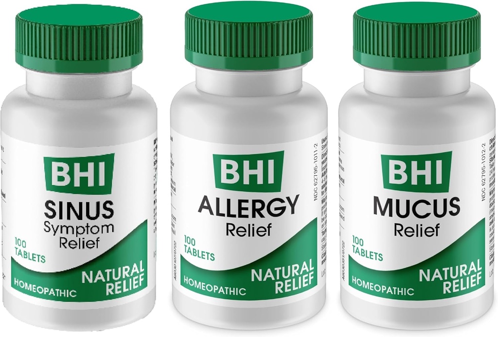 MediNatura BHI Comprimés de protection multi-symptômes anti-éclats (100) Comprimés de protection du mucus (100) + Comprimés de protection contre les allergies (100) Relief homéopathique - action rapide, dissout rapide