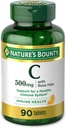 Nature's Bounty Vitamine C, Soutien d'un système immunitaire sain, 500 mg de vitamine C avec des puces, 90 comprimés à croquer
