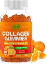 Collagène Peptides Gommies avec Biotine, Vitamine C & E pour les femmes et les hommes - Premium Hydrolyzed Collagène Type I & III pour les cheveux, la peau et les ongles Support - sans gluten, sans OGM - 60 Gommies (30 portions)