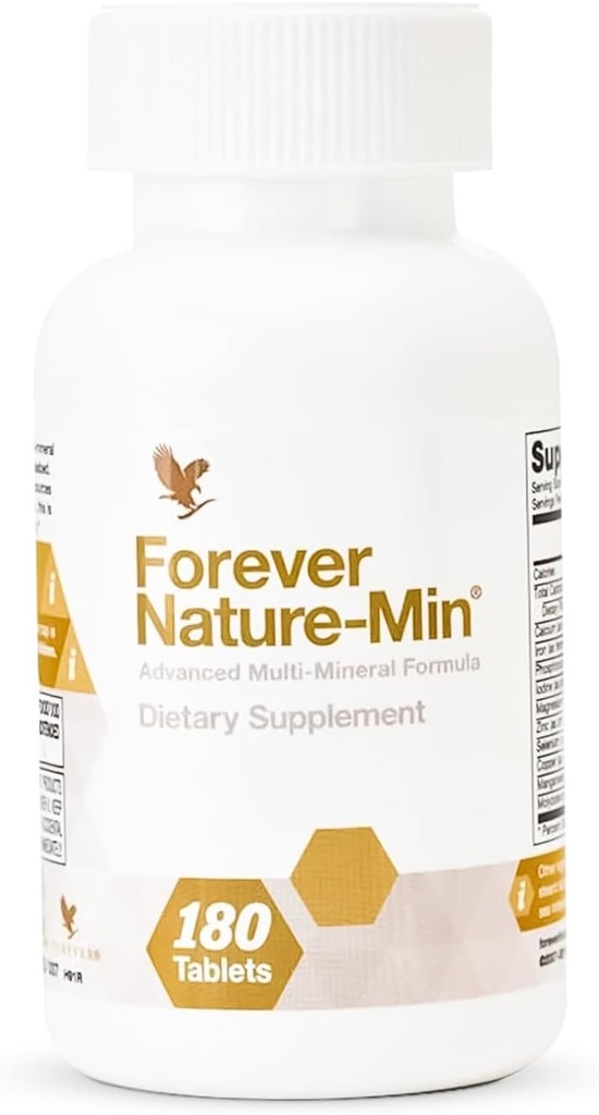Forever Living - Forever Nature-Min® : Mélange multi-minéral Premium - Supporte les muscles, le cerveau et l'hydratation - 10 minéraux essentiels et traces - 180 comprimés
