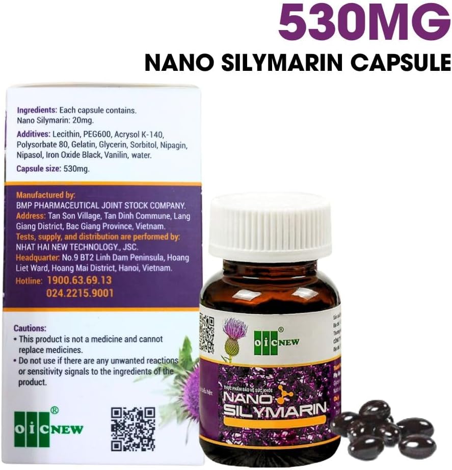 Nano Silymarin - 60 Capsules - Le soutien de la santé du foie et la stabilisation des cellules hépatiques - La Nano Technology augmente l'absorption jusqu'à 99,9 %