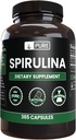 Ingrédients originaux purs Spiruline (365 Capsules) Pas de Magnésium ou de Rice Filters, Toujours Pure, Verified Lab