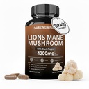 Lions Mane Mushroom Capsules de 4200mg Lions Mane Mushroom Powder de Champignons Complément Capsules de Champignons pour la santé du cerveau et le soutien santé immunitaire 60 Veg