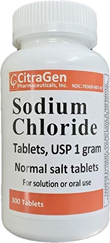 Comprimés de chlorure de sodium 1 gm, comprimés de sel standard USP - 300 comprimés (1 boîte de 300 comprimés) par CitraGen Pharmaceuticals, Inc.