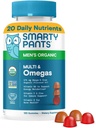 Multivitamine SmartyPants pour les hommes, Gommies organiques: Méthylfolate, Oméga 3 (ALA), Vitamine D3, C, Vitamine B12, B6, A, K & Zinc pour le soutien immunitaire, Biotine, Végétarien, 120 Gommies (30 jours d'approvisionnement)