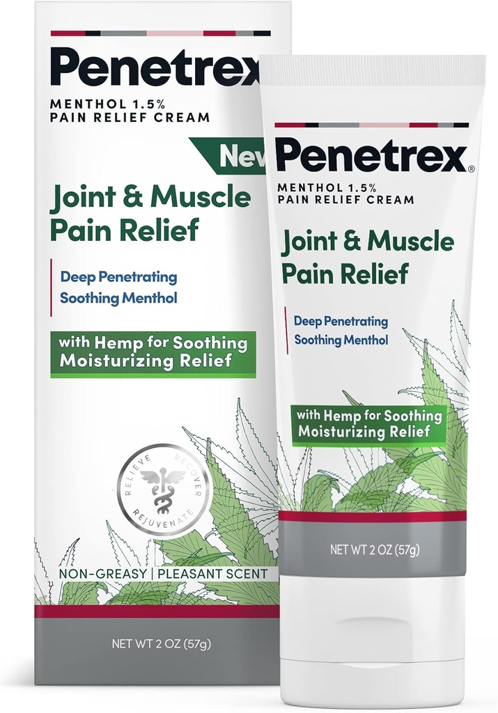 Pénétrex Soin articulaire et crème de soulagement de la douleur musculaire avec le chanvre - Pénétrant profond Menthol, Arnica et chanvre pour apaisant, hydratant soulagement - Non-Greasy, facile à appliquer, agréable Scent- 2oz Squeezable Tube