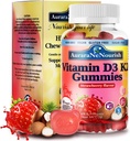D3 K2 Vitamine 10000 UI, sans sucre Vitamine D3 K2 Gummies w. Pro & Pre, Vitamines à croquer D3 et K2 (MK-7) Suppléments pour os, dents, immunitaire, coeur et digest santé, absorption de calcium