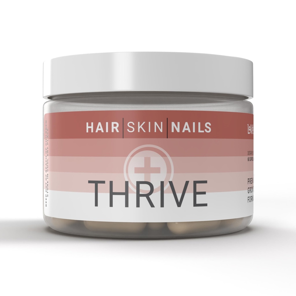 Le-Vel Thrive, Collagène Premium avec Biotine 3500mcg, Vitamine C, Zinc et Turcuma – Cheveux, peau, ongles, articulations – Collagène marin hydrolysé, Ashwagandha, kératine, Kelp 60 Capsules