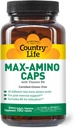 Pays Vie Maxi-Amino avec 16 acides aminés de forme libre, 180 capsules végétariennes, certifié sans gluten, certifié végétarien