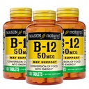Mason Vitamine naturelle B12 50 mcg avec calcium, 300, jour d'approvisionnement, supplément alimentaire pour soutenir les niveaux d'énergie naturelle, 100 comprimés (paquet de 3)