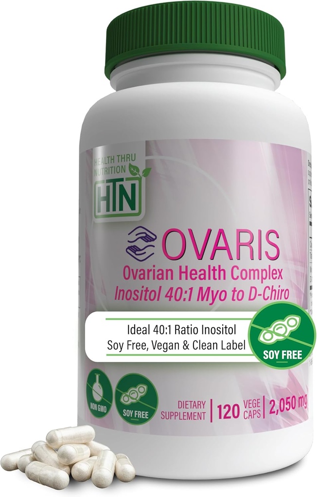 Santé Thru Nutrition OVARIS Exclusivité Complexe de santé ovarien Inositol 40:1 Myo à D-Chiro Exclusivité Hormone et soutien de la fonction ovarienne Exclusivité Vitamine B8 Supplément pour les femmes Exclusivité Vegan Non-GMO Exclusivité Pack de 120