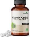 Futurebiotiques Vitamine K2 (MK7) avec supplément D3 - Formule non-OGM - 5000 UI Vitamine D3 et 90 mcg Vitamine K2 MK-7, 60 Capsules végétariennes