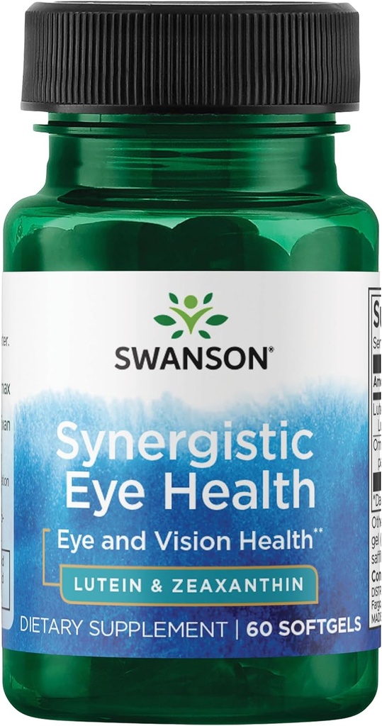 Swanson Lutein & Zeaxanthin Supplément synergique pour la santé oculaire Retina Macula (Lutein 20 mg & OmniXan Zeaxanthin 2 mg) 60 Softgels Sgels