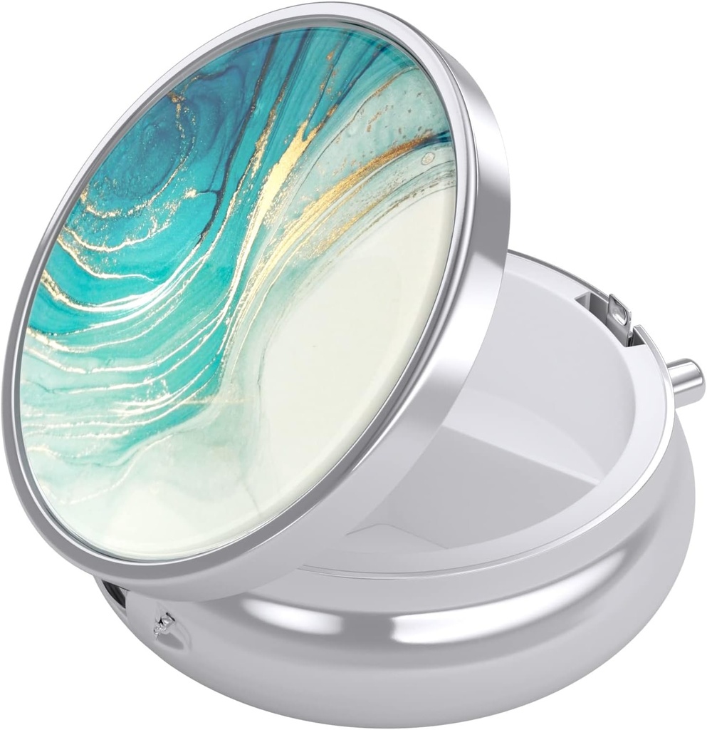 Boîte à pilules Nipichsha, petit étui à pilules pour la purse et la poche, organisateur mignon de médecine de voyage, porte-conteneur de médicaments portatifs pour contenir des vitamines, médicaments, huile de poisson et suppléments, Océan des adolescents