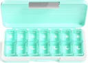 Zoksi Am Pm Pill Organisateur 7 jours, hebdomadaire Pill Box 2 fois par jour, organisateur de pilules de médecine avec compartiment séparé, distributeur de cas de pilule de voyage portable pour les vitamines, huiles de poisson, médicaments(vert)