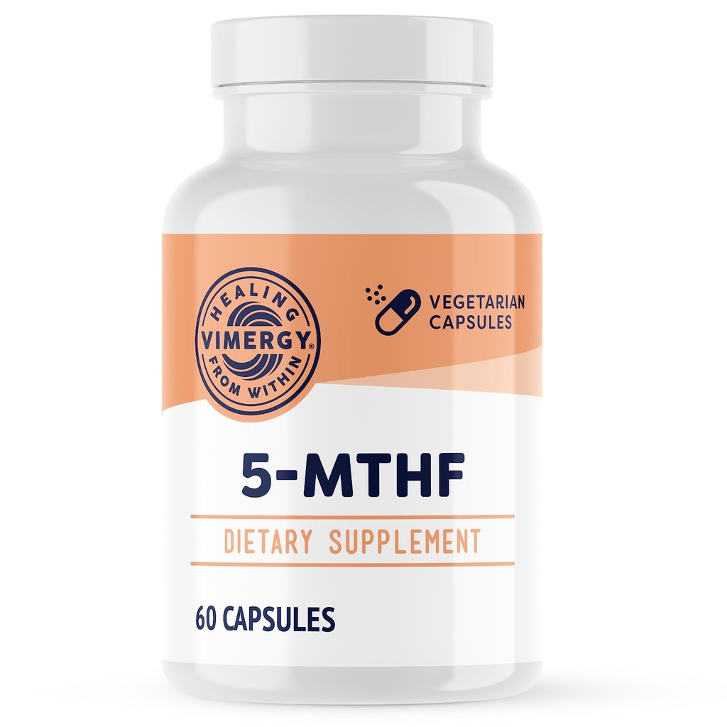 Capsules 5-MTHF Vimergy – 60 portions (1 gélule/serveur) 8500mcg Glucosamine L-méthylfolate et 500mcg Supplément vitamine B12 – Supplément folate disponible pour les femmes et les hommes Vegan 5 mthf (60 ct)