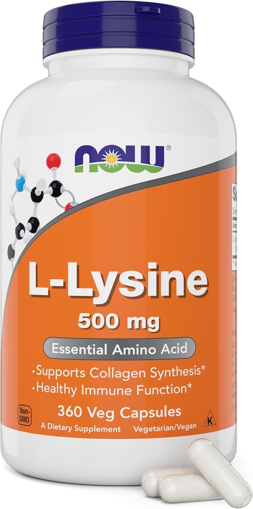 Maintenant L-Lysine 500 mg, 360 capsules végétariennes