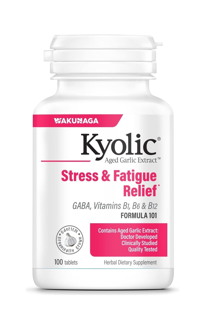 Extrait d'ail kyolique, formule 101, soulagement du stress et de la fatigue, 100 comprimés.