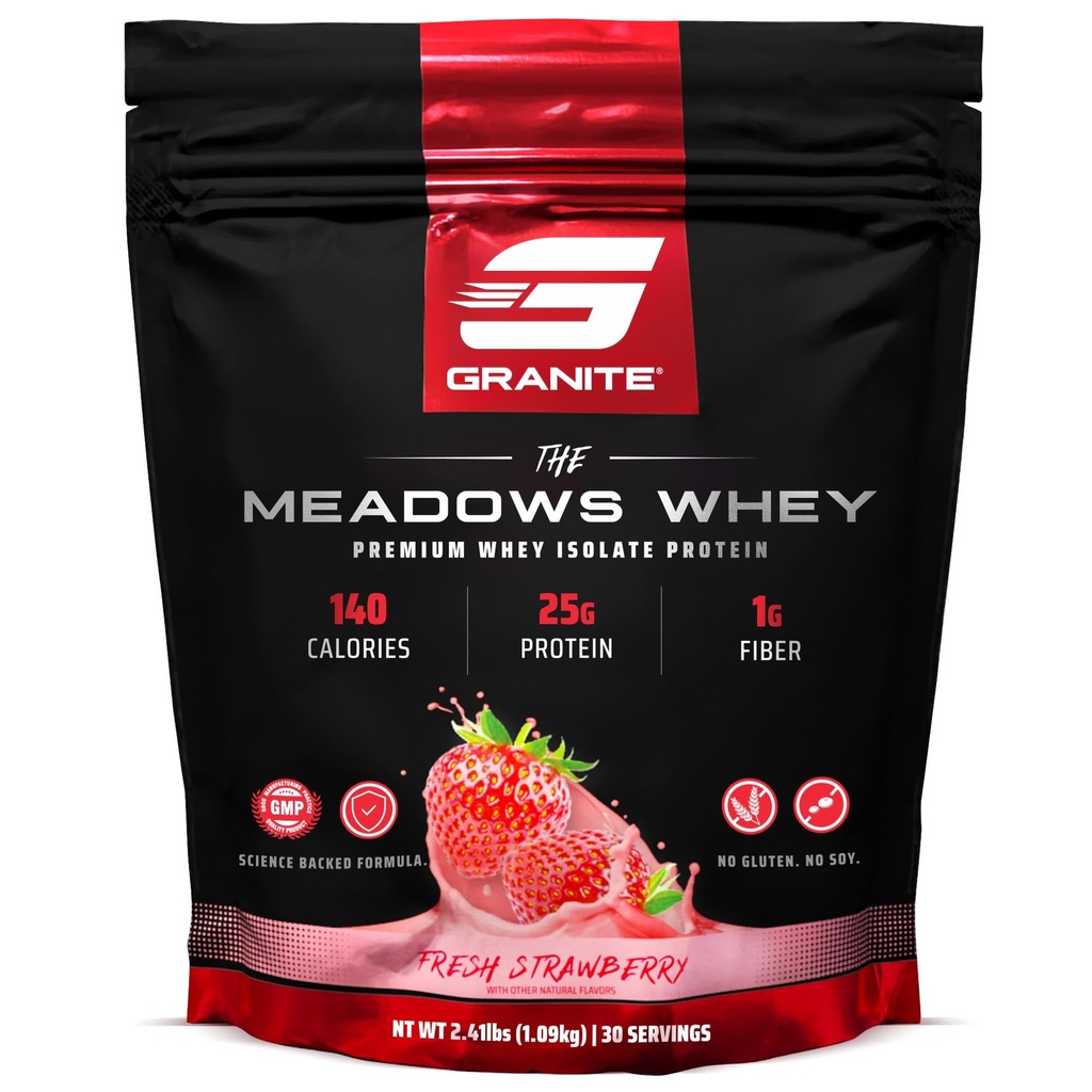 Suppléments de granit La poudre de protéines de lactosérum Isolée de lactosérum pour le muscle maigre avec 150 calories, 2g de fibre, 1g de sucre (30 portions), frais frais frais