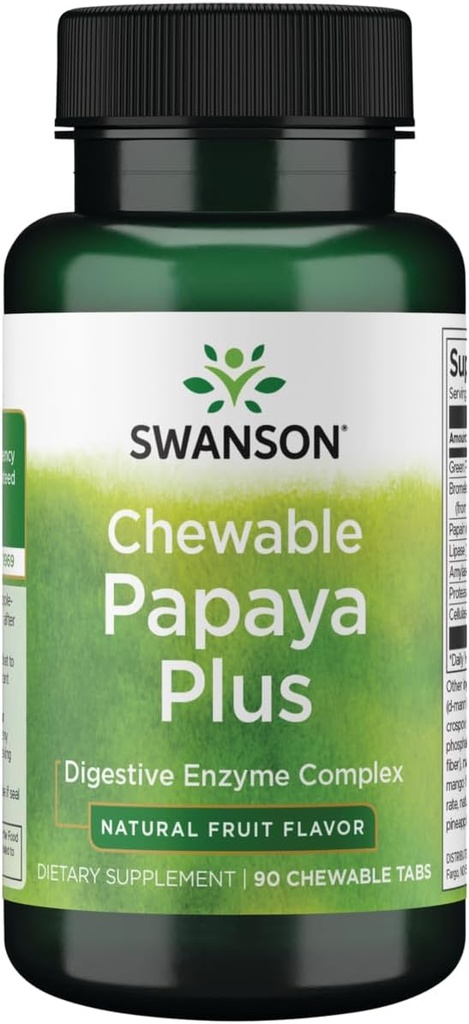 Swanson Papaya à croquer Plus 90 Chwbls Enzyme