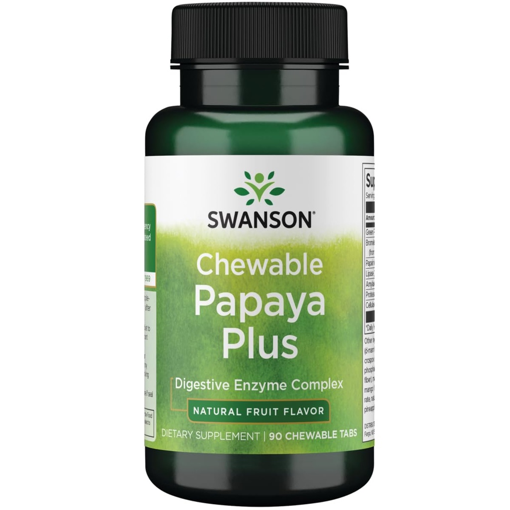 Swanson Papaya à croquer Plus 90 Chwbls Enzyme
