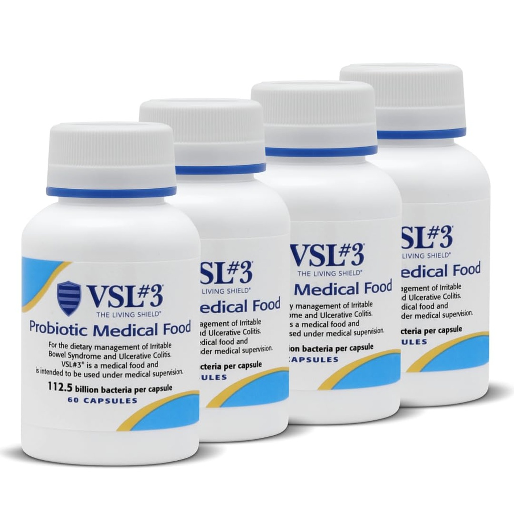 VSL #3® Probiotiques pour la santé digestive, IBS & UC Symptômes - 112,5B UFC, haute puissance, multi-train, probiotique vivant, réfrigéré, aliments médicaux pour le soutien de la santé Gut chez les hommes et les femmes, 240 capsules